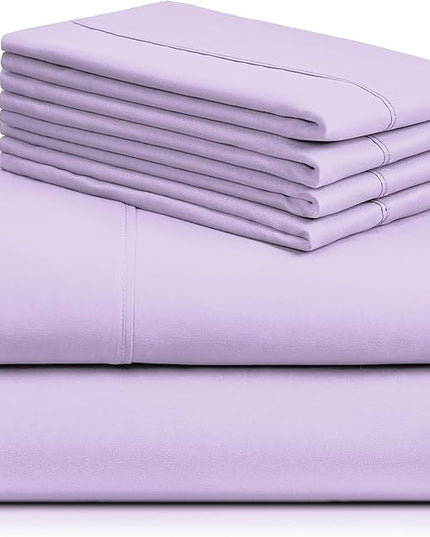 LuxClub 6 PC Full Sheet Set, Breathable Luxury Bed Sheets, Deep Pockets 18" Eco Friendly Wrinkle Free Cooling Bed Sheets Machine Washable Hotel Bedding Silky Soft - Lavender Full - LeafyLoom