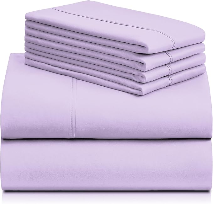 LuxClub 6 PC Full Sheet Set, Breathable Luxury Bed Sheets, Deep Pockets 18" Eco Friendly Wrinkle Free Cooling Bed Sheets Machine Washable Hotel Bedding Silky Soft - Lavender Full - LeafyLoom