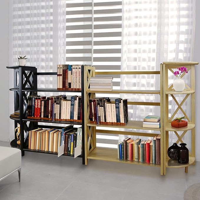 Casual Home Montego 3-Shelf Folding Bookcase, Black - LeafyLoom