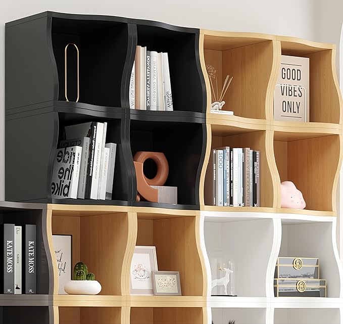 DIY Bookcase, 2 Cube Storage Organizer, Stackable Modular Book Shelf for Bedroom, Living Room, Office, Closet - LeafyLoom