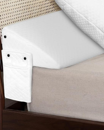 Bed Wedge Pillow,Headboard Pillow,Mattress Wedge,Close The Gap (0-8") Between Your Mattress and Headboard,Bed Gap Filler (White, King) - LeafyLoom