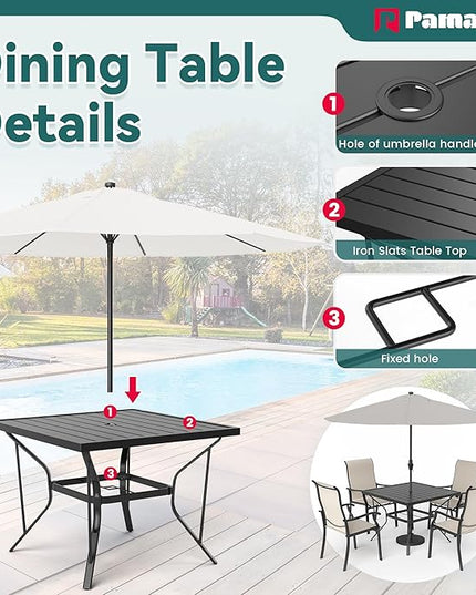 Pamapic 5 Pieces Patio Dining Set, Outdoor Dining Set for Garden Backyard Poolside Deck,Outdoor Table and Chairs Set with 4 Textilene Chairs,Beige - LeafyLoom