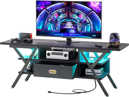 armocity Black TV Stands for Living Room, TV Entertainment Center with Storage, Modern Gaming TV Stand with Drawers for Bedroom, Entertainment Stand - LeafyLoom