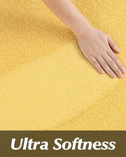 Round Area Rugs for Bedroom Living Room, 4x4 Yellow Super Soft Comfy Thickened Memory-Foam Indoor Circle Carpets, Modern Aesthetic Minimalist Carpet for Boys Girls Adults Nursery Home Décor - LeafyLoom