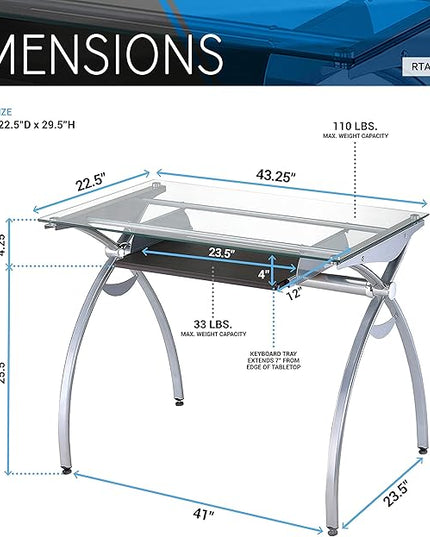 NicBex Laik-DW-00054-DX Desks, 43.25" W x 22.5" D x 29.5" H, White - LeafyLoom