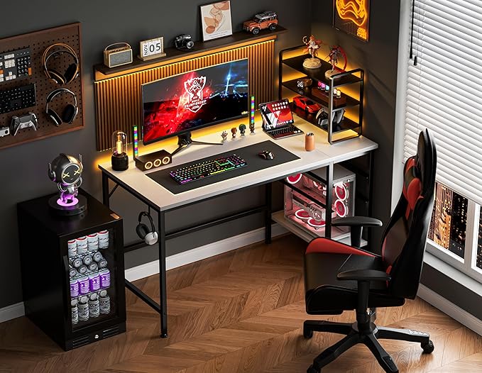 HOMIDEC Office Desk, Computer Desk with Drawers 40" Study Writing Desks for Home with Storage Shelves, Desks & Workstations for Home Office Bedroom, white - LeafyLoom