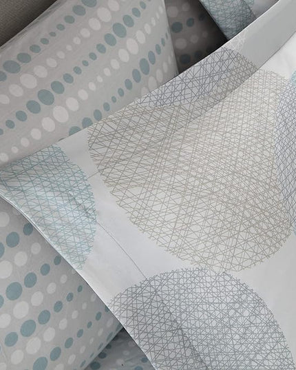 Madison Park Essentials Bed in a Bag Comforter, Vibrant Color Design All Season Down Alternative Cover with Complete Cotton Sheet Set, Queen(90"x90"), Knowles, Circular Aqua, 9 Piece - LeafyLoom