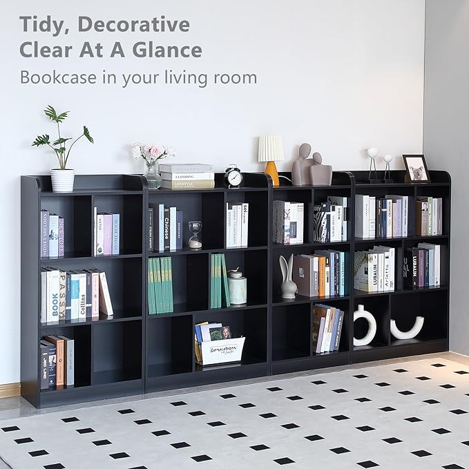 Book Shelf with Back Panel Stability 6 Cube Bookcase Multifunctional Cube Storage Organizer for Bedroom Living Room Office Closet School in Black with 31.49''W - LeafyLoom