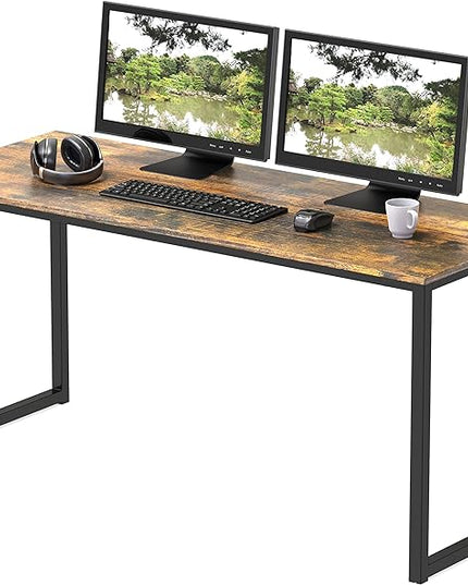 SHW Home Office 48-Inch Computer Desk, 24" Deep, Rustic Brown - LeafyLoom