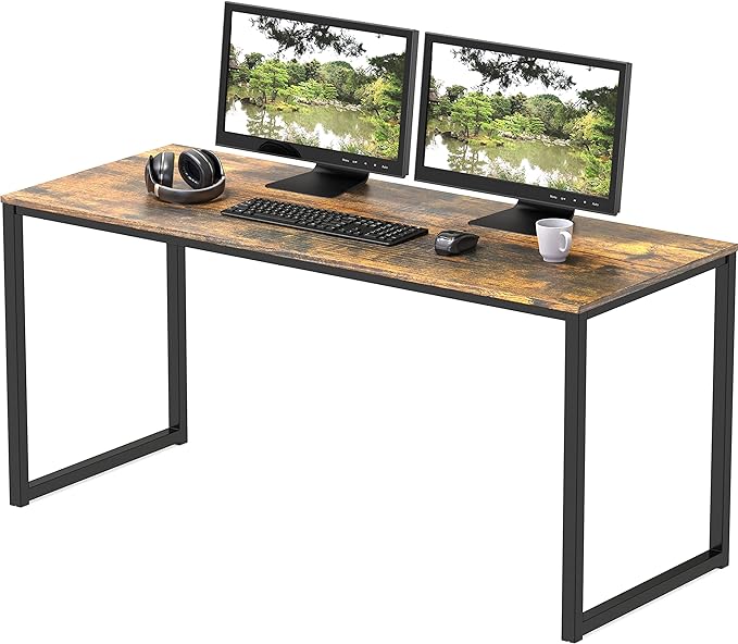SHW Home Office 48-Inch Computer Desk, 24" Deep, Rustic Brown - LeafyLoom