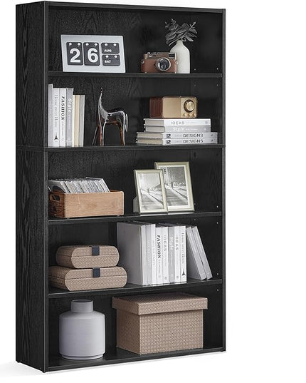 VASAGLE Bookshelf, 31.5 Inches Wide, 5-Tier Open Bookcase with Adjustable Storage Shelves, Floor Standing Unit, Ebony Black ULBC175T56 - LeafyLoom