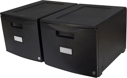 Storex 61265B02C File Cabinet, Case of 2, Black - LeafyLoom