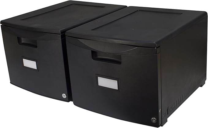 Storex 61265B02C File Cabinet, Case of 2, Black - LeafyLoom