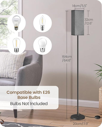 Floor Lamp, Pole Lamp with Foot Switch, Modern Standing Lamp Lampshade, Minimalist Freestanding Lamp (Bulb Not Included), for Living Room, Bedroom Office FCC Listed, Black and Gray H07LD05 - LeafyLoom