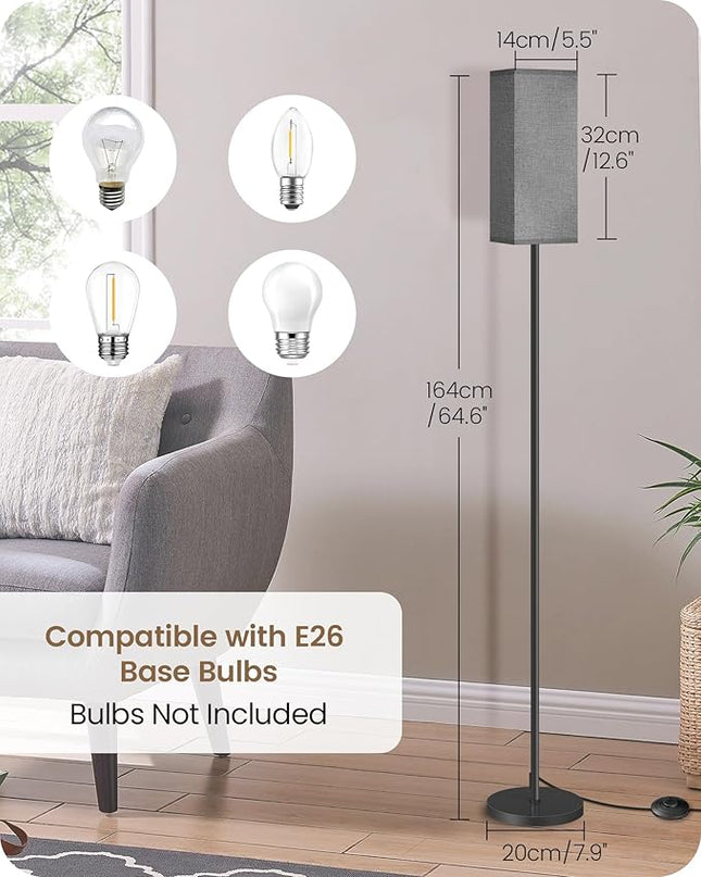 Floor Lamp, Pole Lamp with Foot Switch, Modern Standing Lamp Lampshade, Minimalist Freestanding Lamp (Bulb Not Included), for Living Room, Bedroom Office FCC Listed, Black and Gray H07LD05 - LeafyLoom