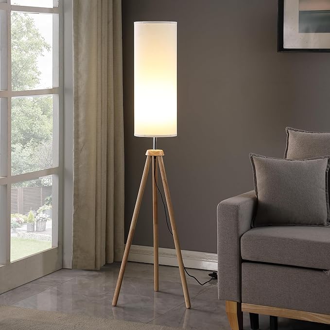 Ore International 58.5" in Lauren Modern Natural Tripod Floor LAMP - LeafyLoom