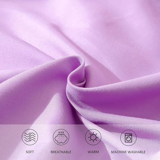 Lavender Purple Comforter King Size, Modern Bedding Set for Girls/Women, Cute Soft & Lightweight Chic Microfiber Bed Sets, 3 pcs-1 Comforter & 2 Pillowcases (104"x90") - LeafyLoom