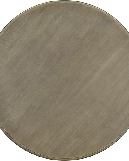 Retro 5-Piece Round Dining Table Set with 4 Upholstered Chairs for Kitchen, Breakfast Nook, Living Room, Taupe, 44" L x 44" W x 30.2" H - LeafyLoom