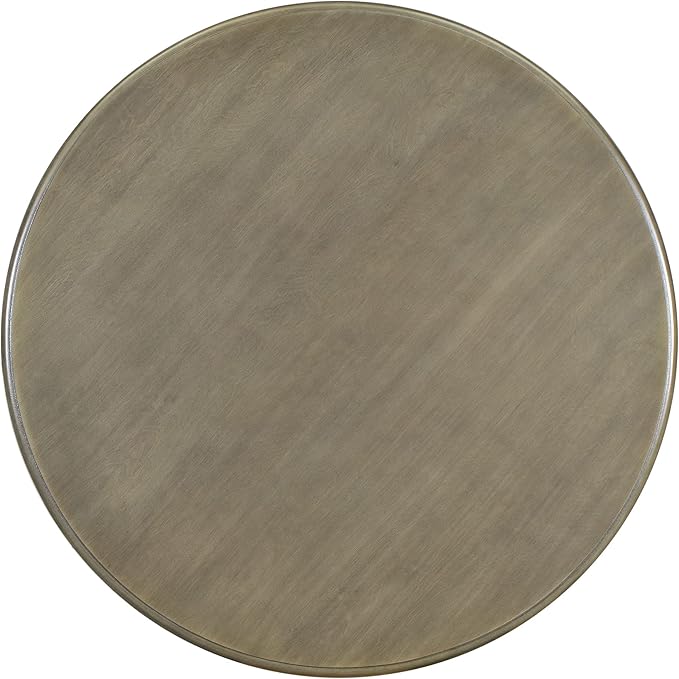 Retro 5-Piece Round Dining Table Set with 4 Upholstered Chairs for Kitchen, Breakfast Nook, Living Room, Taupe, 44" L x 44" W x 30.2" H - LeafyLoom