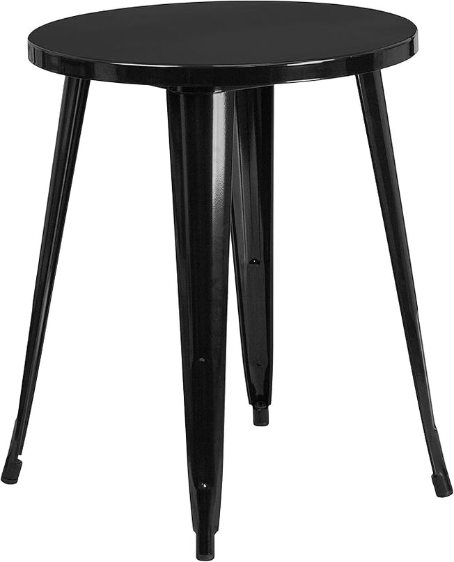 Flash Furniture Webb Commercial Grade 24" Round Black Metal Indoor-Outdoor Table - LeafyLoom