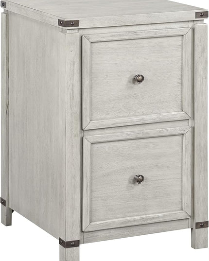 OSP Home Furnishings Designs Baton Rouge 2 Drawer File Cabinet with Rustic Design and Metal Accents, Champagne Oak - LeafyLoom