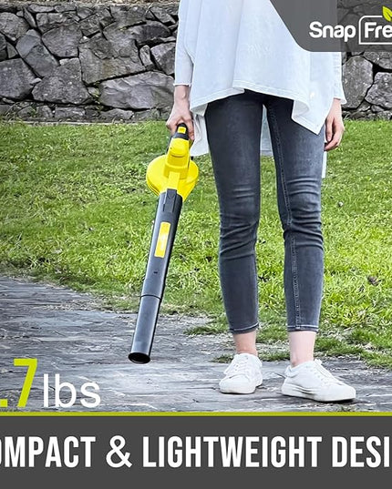 SnapFresh Leaf Blower - 20V Leaf Blower Cordless with Battery & Charger, Electric Leaf Blower for Lawn Care, Battery Powered Leaf Blower Lightweight for Snow Blowing(Yellow) - LeafyLoom