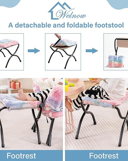 Welnow Toddler Kids Lazy Chair with Ottoman, Glow in The Dark Accent Comfy Lounge Children Armchair Couch with Removable Cover, Detachable Reading Chair with Footrest for Boy or Girl - LeafyLoom