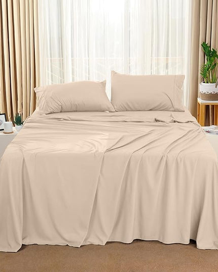 Utopia Bedding Full Bed Sheets Set - 4 Piece Bedding - Brushed Microfiber - Shrinkage and Fade Resistant - Easy Care (Full, Beige) - LeafyLoom