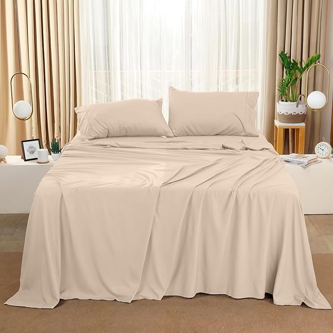 Utopia Bedding Full Bed Sheets Set - 4 Piece Bedding - Brushed Microfiber - Shrinkage and Fade Resistant - Easy Care (Full, Beige) - LeafyLoom