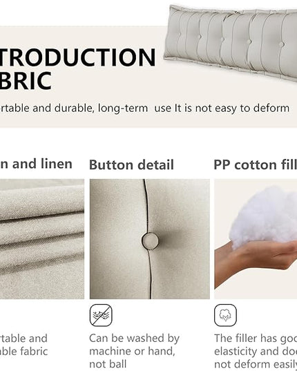 Johnear Headboard Pillow Large Reading Pillows for Sitting in Bed Adult Daybed Cushion Backrest Bolster Pillow Support Positioning Sofa Rest （White, 39 x 3 x 20 inches） - LeafyLoom