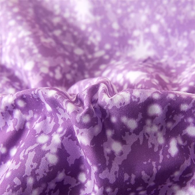 Holawakaka Kids Space Star Glitter Comforter Set Ombre Pink Purple Print Gradient Bedding Set Queen Size (Pink Purple, Queen)…… - LeafyLoom