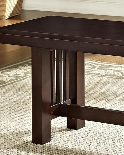 Walker Edison 3 Person Wood Dining Bench Armless Kitchen Table Set Dining Chairs, 60 Inch, Brown - LeafyLoom