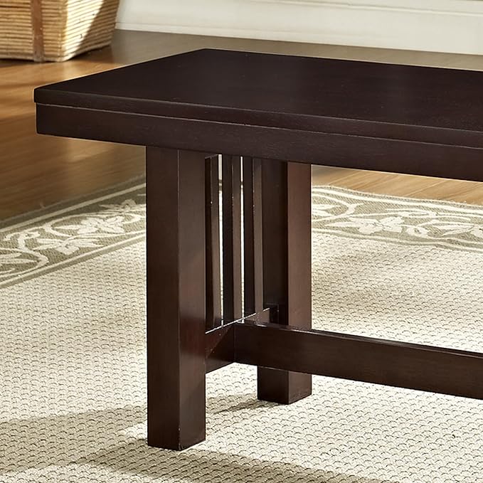 Walker Edison 3 Person Wood Dining Bench Armless Kitchen Table Set Dining Chairs, 60 Inch, Brown - LeafyLoom