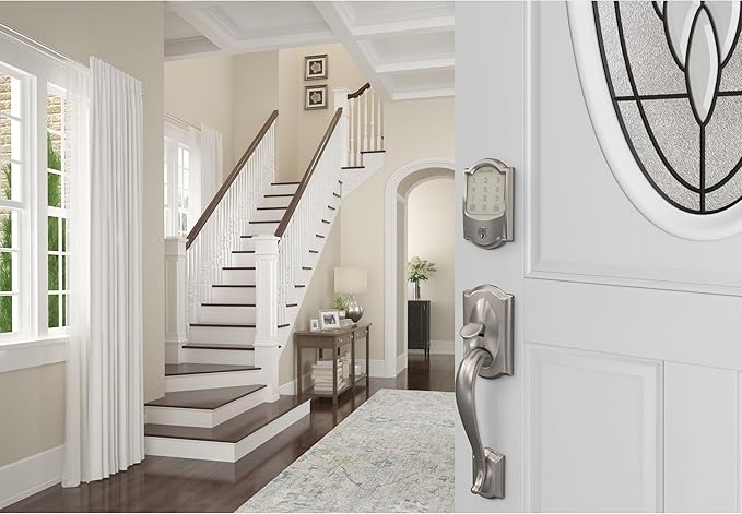 SCHLAGE Encode Smart Wi-Fi Deadbolt with Camelot Trim in Satin Nickel SchlageLockCompany