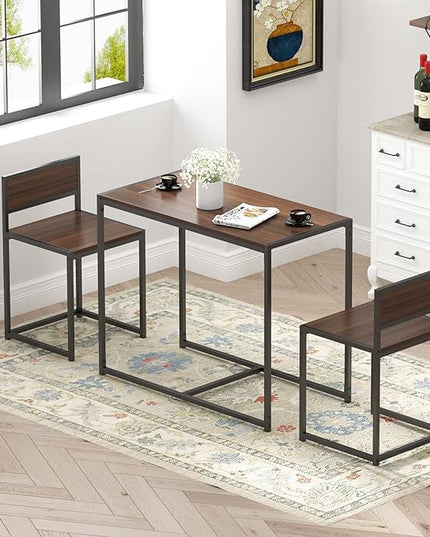sogesfurniture 3-Piece Dining Table Set, Modern Kitchen Table and Chairs for 2, Wood Square Pub Bar Table Set Perfect for Breakfast Nook, Small Space Living Room, Kitchen, Dining Room, Outdoor bar - LeafyLoom