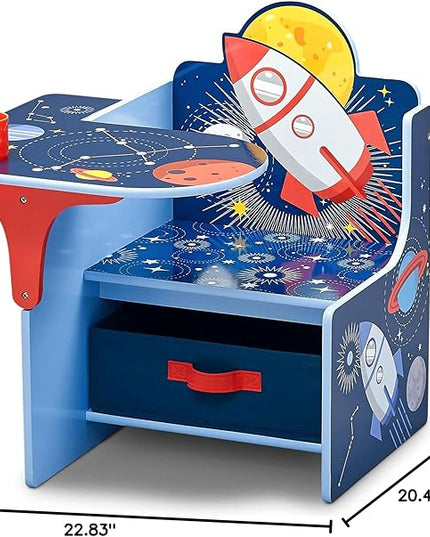 Delta Children Space Adventures Chair Desk with Storage Bin - Ideal for Arts & Crafts, Snack Time, Homeschooling, Homework & More - Greenguard Gold Certified, Blue - LeafyLoom