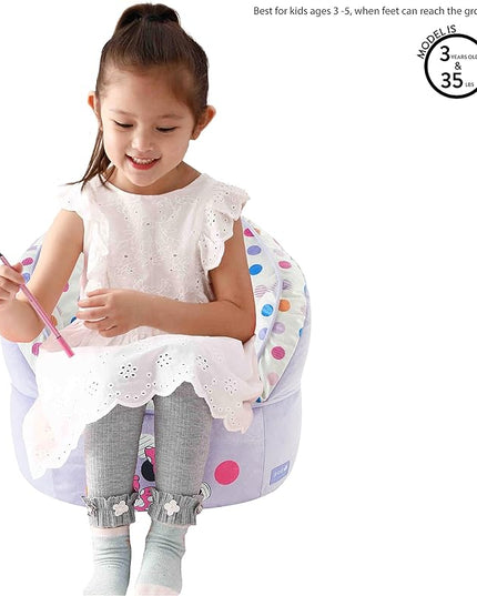 Idea Nuova Disney Minnie Mouse Purple with Polka Dots Round Bean Bag Chair for Kids, Ages 3+, Large - LeafyLoom