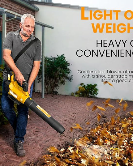 Leaf Blower Cordless, 580CFM/160MPH & 3 Speed Levels, Electric Cordless Leaf Blower with 2 * 4.0Ah Battery Powered, Blowers for Lawn Care, Blower with Extension Nozzle - LeafyLoom