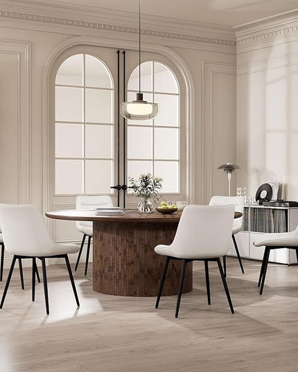 Kidol & Shellder Modern Dining Chairs Set of 2 Kitchen & Dining Room Chairs Upholstered Accent Chair Living Room Chairs Kitchen Chairs Comfy Chair for Bedrooms Waiting Room Home(White) - LeafyLoom