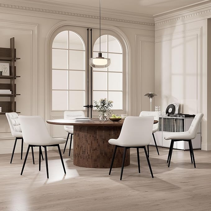 Kidol & Shellder Modern Dining Chairs Set of 2 Kitchen & Dining Room Chairs Upholstered Accent Chair Living Room Chairs Kitchen Chairs Comfy Chair for Bedrooms Waiting Room Home(White) - LeafyLoom