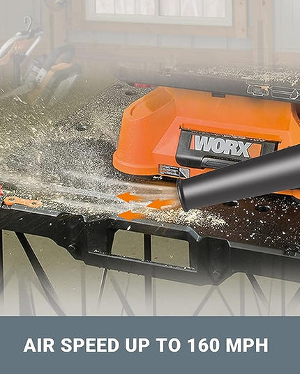 WORX 20V Cordless Jobsite Blower WX094L Compact Leaf Blower for Jobsite Garage Yards，2.0Ah Battery & Charger Included - LeafyLoom