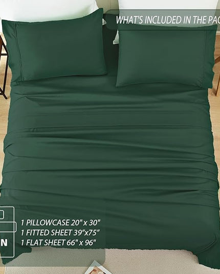 Twin Sheet Set - 3 Piece Soft Breathable Bed Sheets for Twin Size Bed, Extra Deep Pocket Lxuury Brushed Sheets, Cooling Hotel Bedding Sheets and Pillowcases, Wrinkle Free Oeko-Tex Sheets - LeafyLoom
