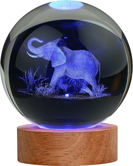 Large 3D Elephant Lamp Crystal Ball Night Light, Light up Elephant 16 Color Changing with Remote Control for Bedroom Decor, Cool Desk Decor Gift for Teens Boys and Girls, Elephant - LeafyLoom