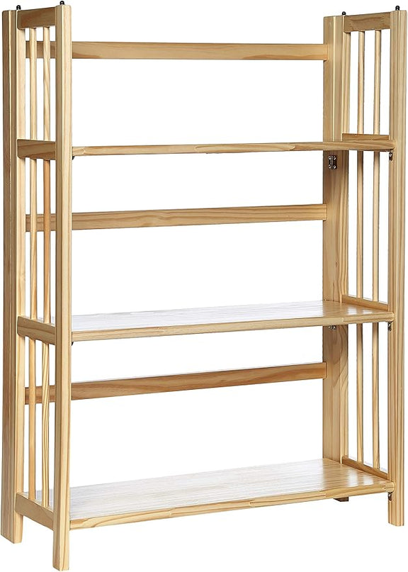 Casual Home 3-Shelf Folding Stackable Bookcase (27.5" Wide)-Natural - LeafyLoom