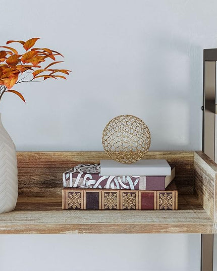 IRONCK Bookcases and Bookshelves Triple Wide 5 Tiers Industrial Bookshelf, Large Etagere Bookshelf Open Record Player Shelves with Metal Frame for Living Room Home Office - LeafyLoom