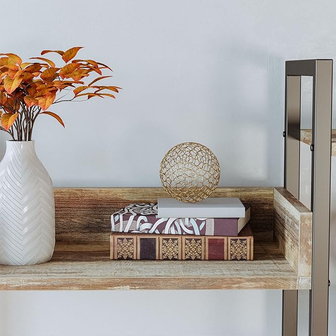 IRONCK Bookcases and Bookshelves Triple Wide 5 Tiers Industrial Bookshelf, Large Etagere Bookshelf Open Record Player Shelves with Metal Frame for Living Room Home Office - LeafyLoom