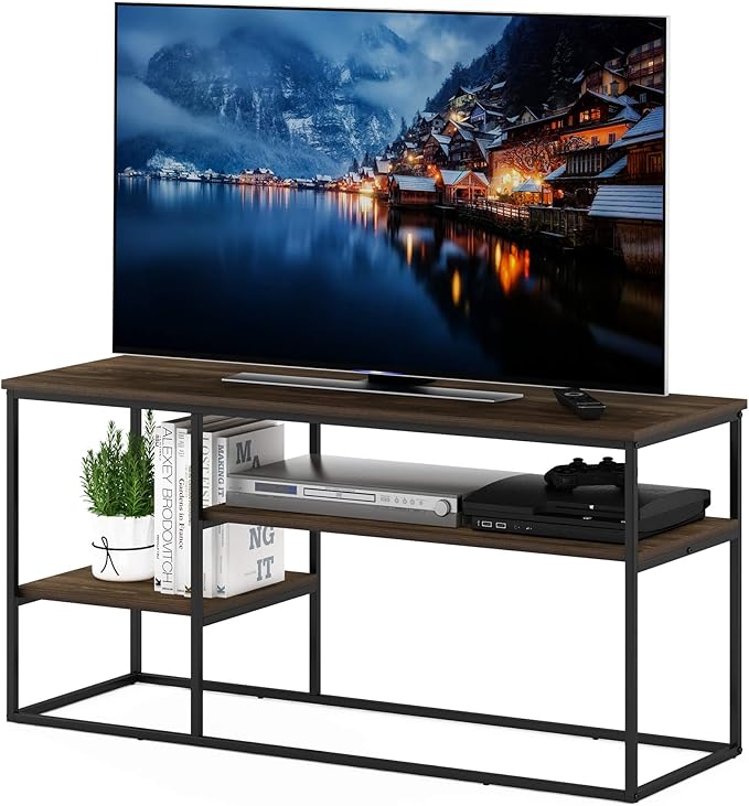 FURINNO Moretti Modern Lifestyle TV Stand, Columbia Walnut - LeafyLoom