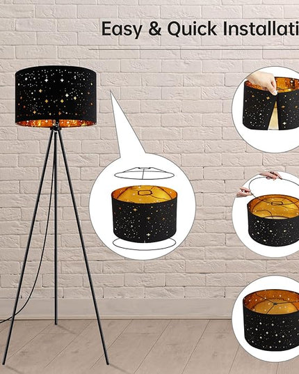BoostArea Floor Lamp, Tripod Floor Lamp, 8W LED Bulb, Decorative Lamp Shade, Mid Century Standing Lamp for Living Room, Bedroom, Study Room and Office - LeafyLoom