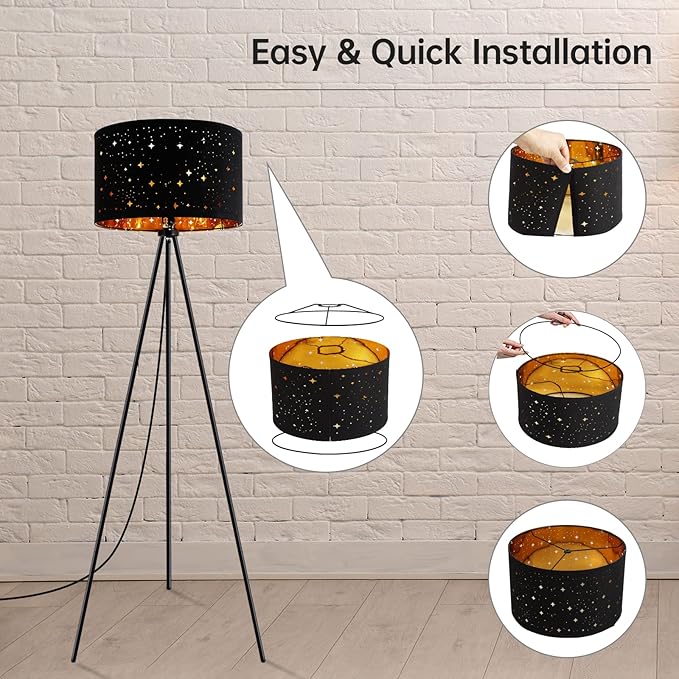 BoostArea Floor Lamp, Tripod Floor Lamp, 8W LED Bulb, Decorative Lamp Shade, Mid Century Standing Lamp for Living Room, Bedroom, Study Room and Office - LeafyLoom