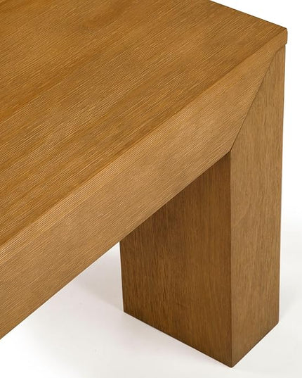 Plank+Beam Modern Rectangular Coffee Table, Solid Wood, 40 Inch, Rectangle Coffee Table for Living Room, Mini Center Tables for Small Spaces, Small Living Space Tea Table, Pecan Wirebrush - LeafyLoom